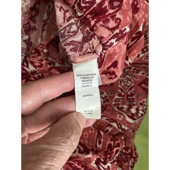 LUCKY BRAND Aztec Floral BOHO Western Blouse Cottagecore XS Heritage Classic - Picture 5 of 7